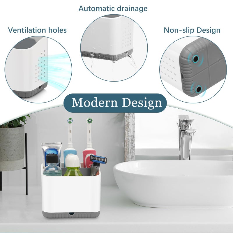 PARKMANI Toothbrush Holders for Bathrooms  Kids Electric Toothbrush and Toothpaste Holder  4 Slots Tooth Brushing Holder for Bathroom Countertop Organizer and Storage  Bathroom Accessories (Grey) - Image 4